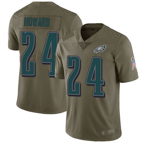 Men Philadelphia Eagles #24 Jordan Howard Limited Olive 2017 Salute to Service Football NFL Jersey